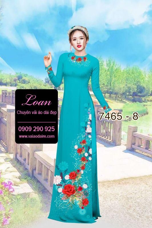 Vải áo dài hoa trên dưới
