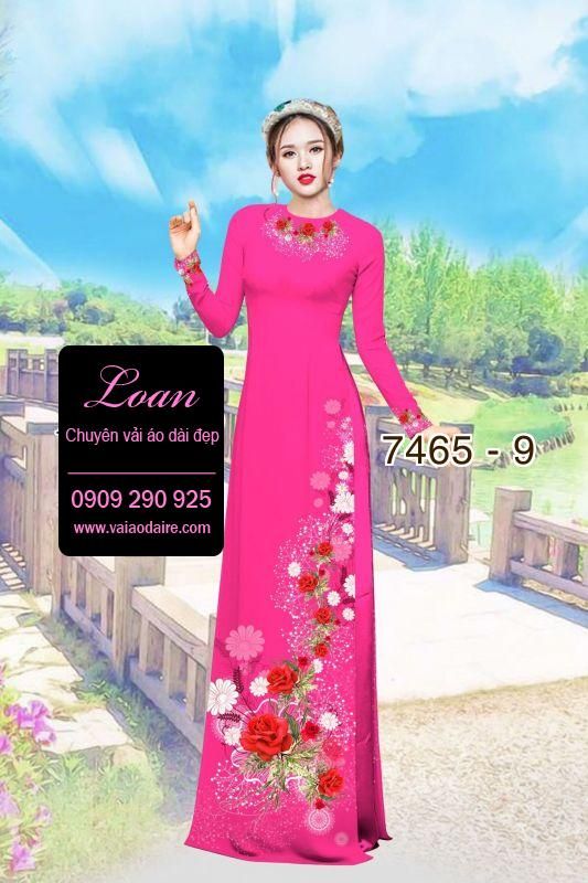 Vải áo dài hoa trên dưới