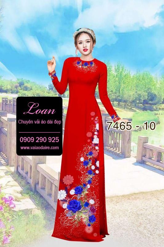 Vải áo dài hoa trên dưới