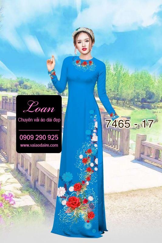 Vải áo dài hoa trên dưới