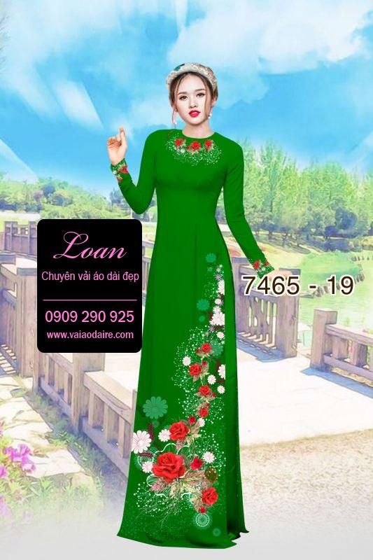 Vải áo dài hoa trên dưới