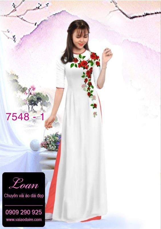Vải áo dài hoa Hồng