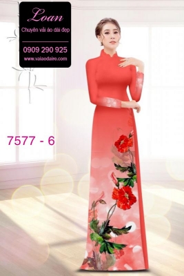 Vải áo dài hoa 3D-DT 7577