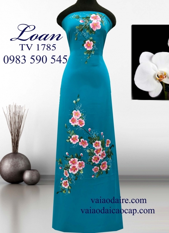 Vải áo dài Thái Tuấn vẽ hoa 3D