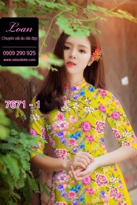 Vải áo dài hoa nhí-DT 7671