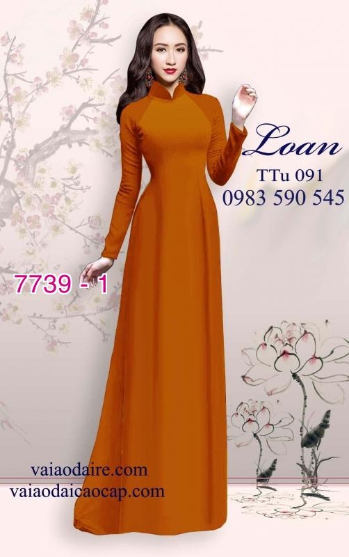 Vải áo dài trơn màu cam đất 7739 - Shop vải áo dài Loan