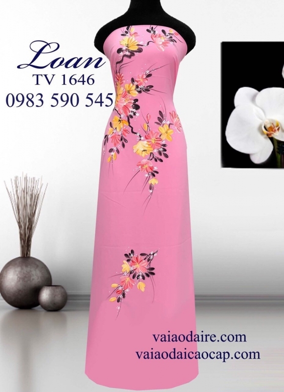 Vải áo dài vẽ hoa dây