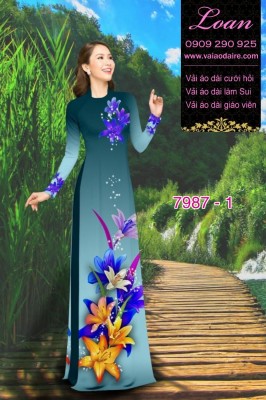 Vải áo dài hoa 3D-DT 7987