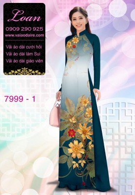 Vải áo dài hoa trên dưới-DT 7999