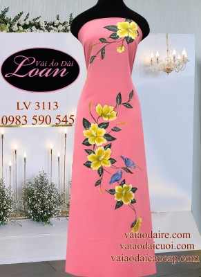 Vải áo dài vẽ hoa 3D-V3D 8254