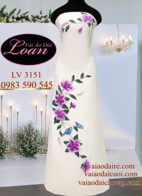 Vải áo dài vẽ hoa 3D-V3D 8326