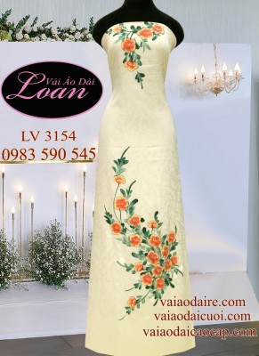 Vải áo dài vẽ hoa 3D-V3D 8327