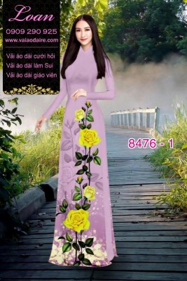 Vải áo dài hoa Hồng-DT 8476
