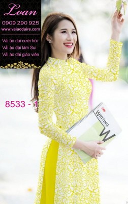 Vải áo dài hoa Hồng nguyên áo-DT 8533