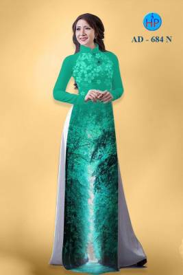Vải áo dài cảnh rừng cây-DT 868