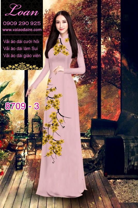 Vải áo dài hoa mai vàng