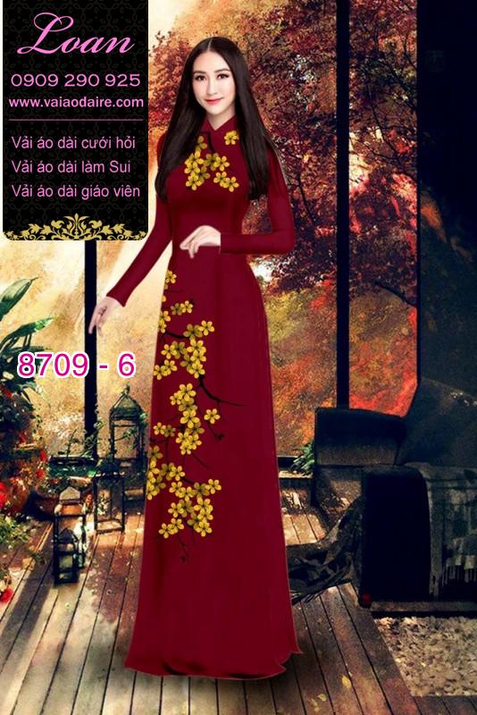 Vải áo dài hoa mai vàng