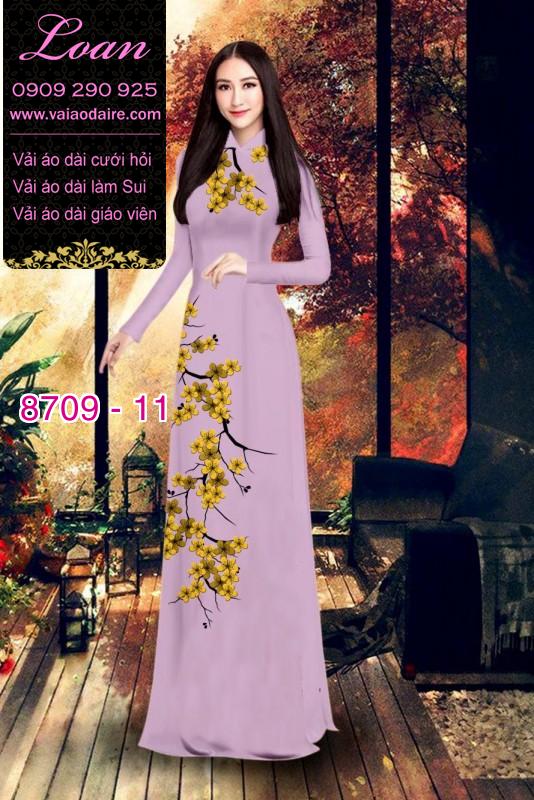 Vải áo dài hoa mai vàng