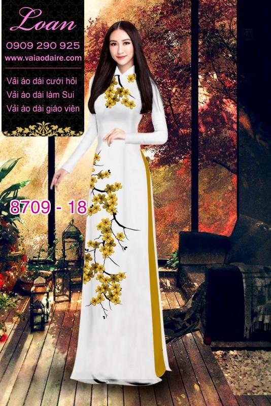 Vải áo dài hoa mai vàng