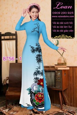 Vải áo dài hoa Mẫu Đơn-DT 8756