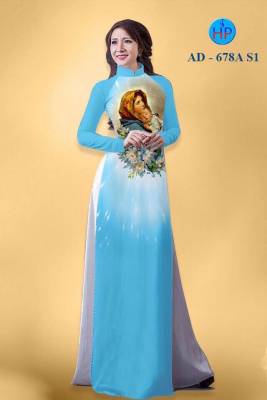 Vải áo dài hình đức mẹ Maria-DT 877