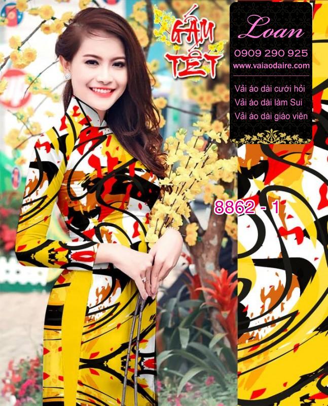 Vải áo dài hoa tết