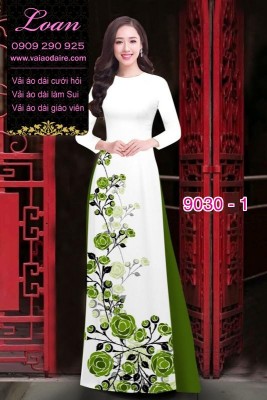 Vải áo dài hoa Hồng-DT 9030