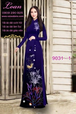 Vải áo dài hoa Ly lấp lánh-DT 9031