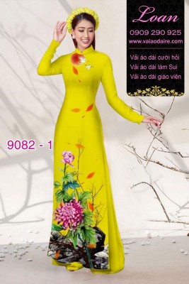 Vải áo dài hoa Cúc Đại Đóa-DT 9082