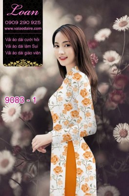 Vải áo dài hoa Hồng-DT 9083