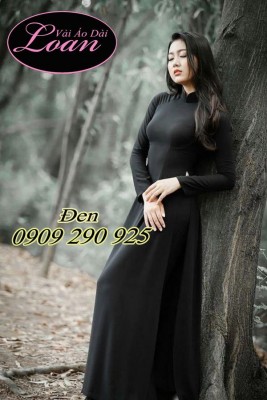 Vải áo dài trơn màu đen-LT 9105