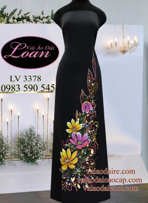 Vải áo dài vẽ và kết hoa-ADK 9130