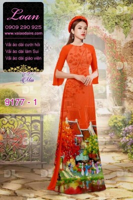 Vải áo dài phố cổ-DT 9177