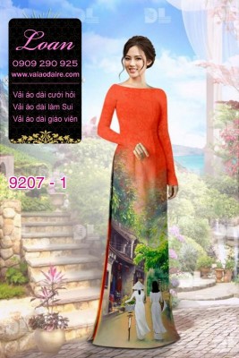 Vải áo dài phong cảnh-DT 9207