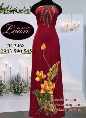 Vải áo dài hoa Sen-ADK 9313