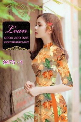 Vải áo dài lá mùa thu-DT 9475