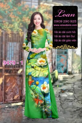 Vải áo dài hoa Sen-DT 9479