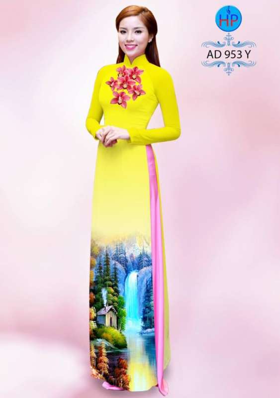 Vải áo dài phong cảnh 3D