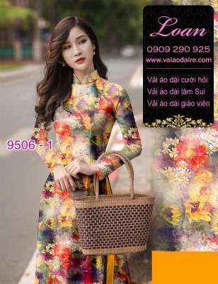 Vải áo dài hoa toàn thân-DT 9506