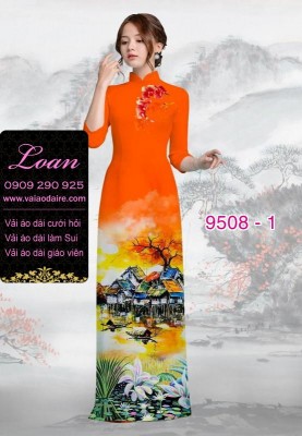 Vải áo dài hoa phong cảnh-DT 9508