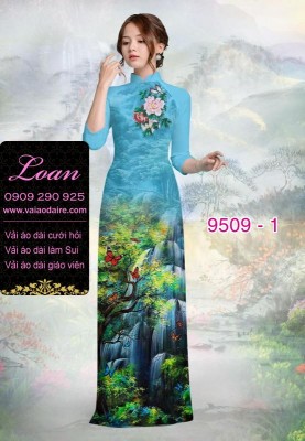 Vải áo dài hoa phong cảnh-DT 9509