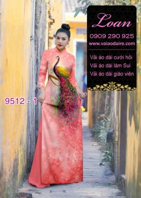 Vải áo dài chim Công-DT 9512