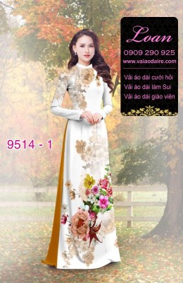 Vải áo dài hoa 3D-DT 9514