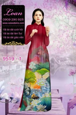 Vải áo dài hoa Sen-DT 9519