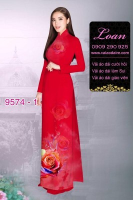 Vải áo dài hoa Hồng-DT 9574