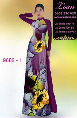 Vải áo dài hoa hướng dương-DT 9682