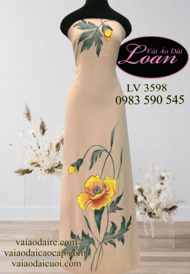 Vải áo dài vẽ hoa 3D-V3D 9699