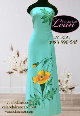 Vải áo dài vẽ hoa 3D-V3D 9705