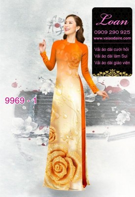 Vải áo dài hoa hồng 3D-DT 9969