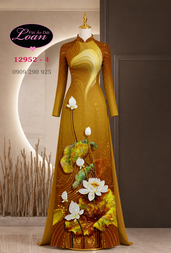Vải áo dài hoa sen dành cho tuổi trung niên - 07